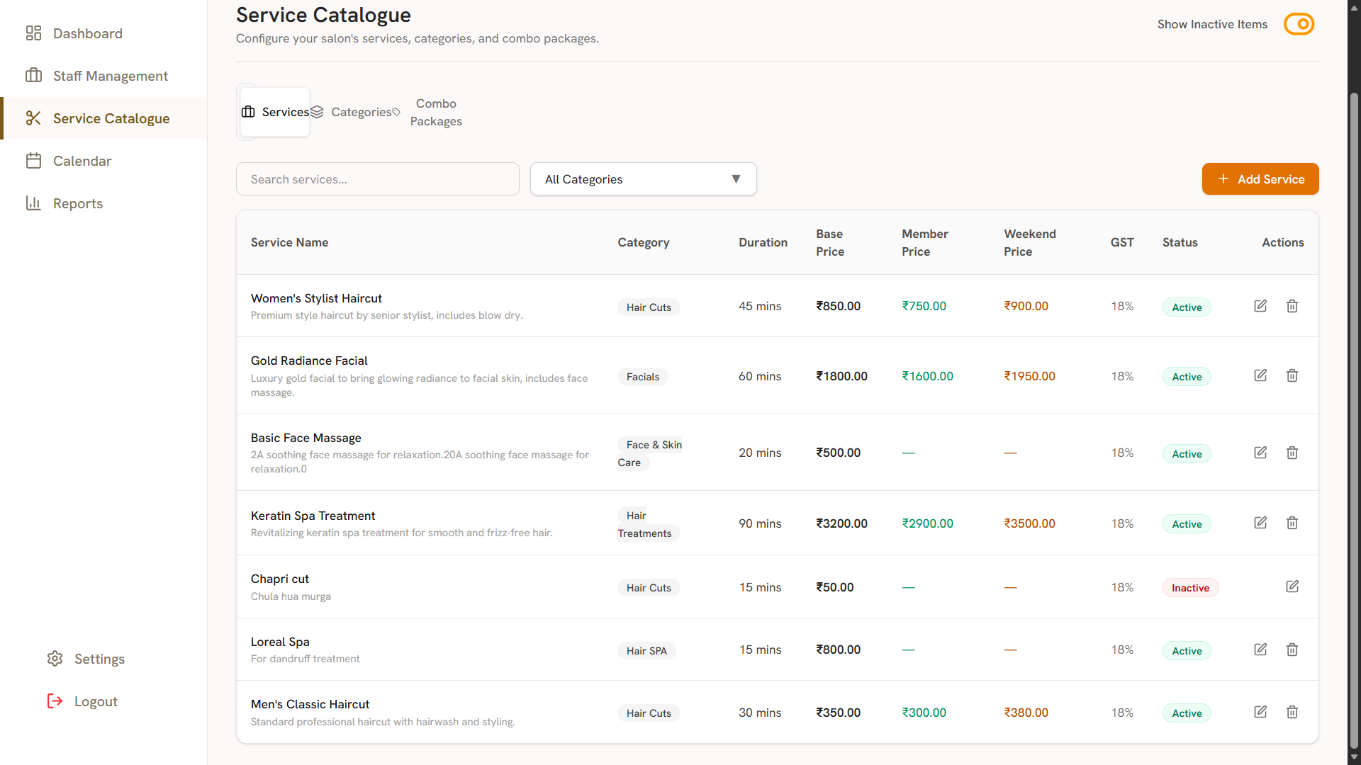 Salon Management Platform Screen 2